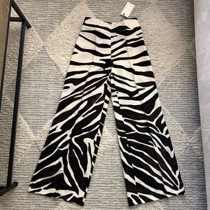 Zara Black and White Animal Print Trousers